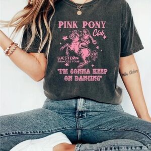 NEW | Pink Pony Club Graphic Tee Gray and Pink soft material Sz Large